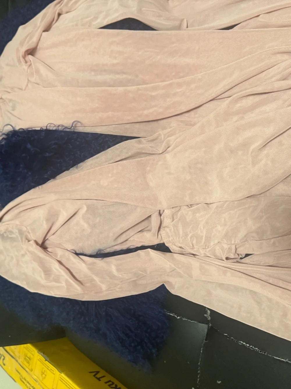 Draped V-Neck Backless Long Sleeve dress in Blush Pink